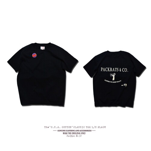 PACKRATS  USA COTTON TEE 美式重磅圆筒打底短袖T恤 黑舒适复古