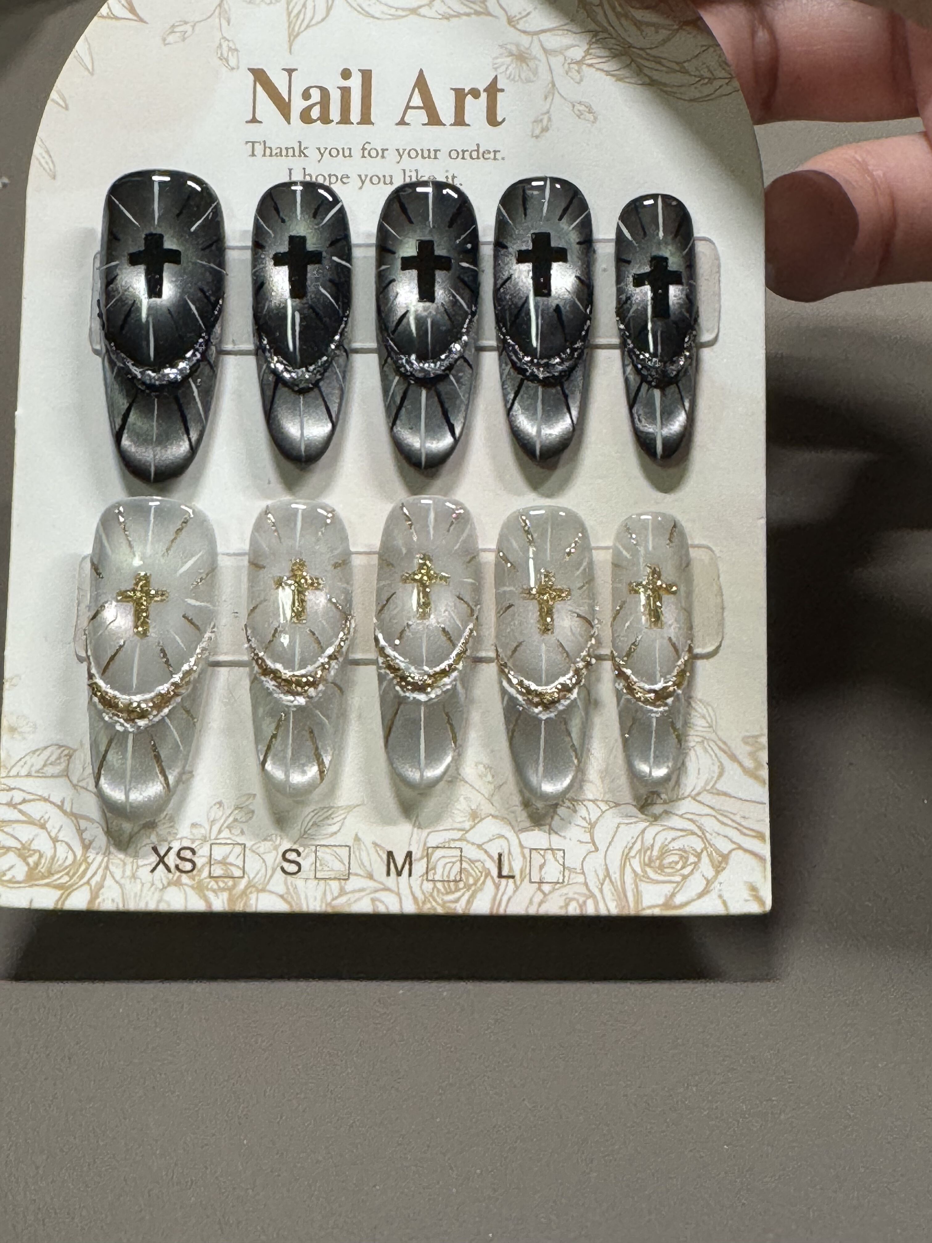 神谕圣光美甲 纯手工穿戴甲法式 指尖猫眼穿戴甲氛围感美甲