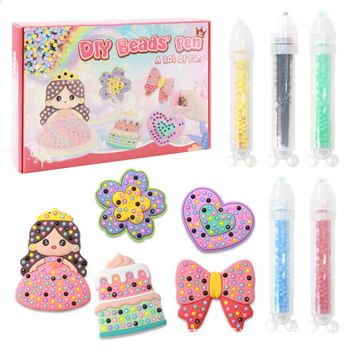 跨境新品同款diy 儿童点珠笔贴画动物卡通公主bends pen女孩