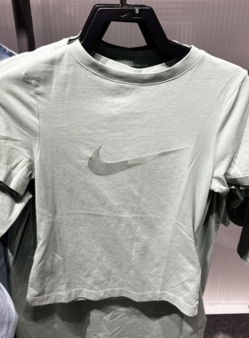 NIKE耐克女装T恤短T绿色夏季新款露腰运动休闲短袖T恤IO1517-006