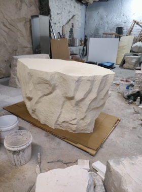 玻璃钢前台假石头吧台展台收银台接待台服装店中岛台陈列展示柜