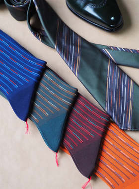 il-regalo 日本男士条纹正装商务袜 中筒袜 雨滴条纹 ilregalo