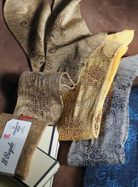 il-regalo 全新亚麻花卉图案商务袜 正装