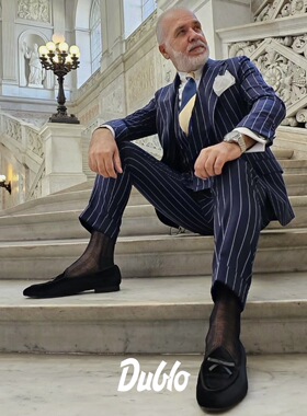 Dublo 条纹 意大利奢华正装袜 ½ Oncia Super Chiffon长筒袜