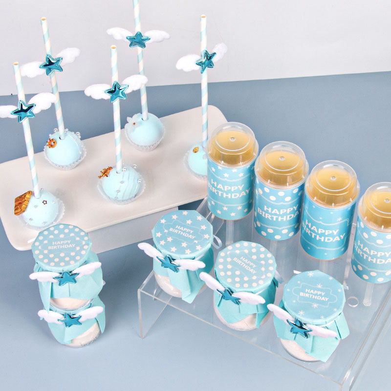 蓝色甜品台装饰推推乐贴纸男孩生日布丁杯子绑带星星翅膀吸管插件,节庆用品/礼品,节日装扮用品,淘宝优惠券,粉丝福利购,淘宝优惠卷