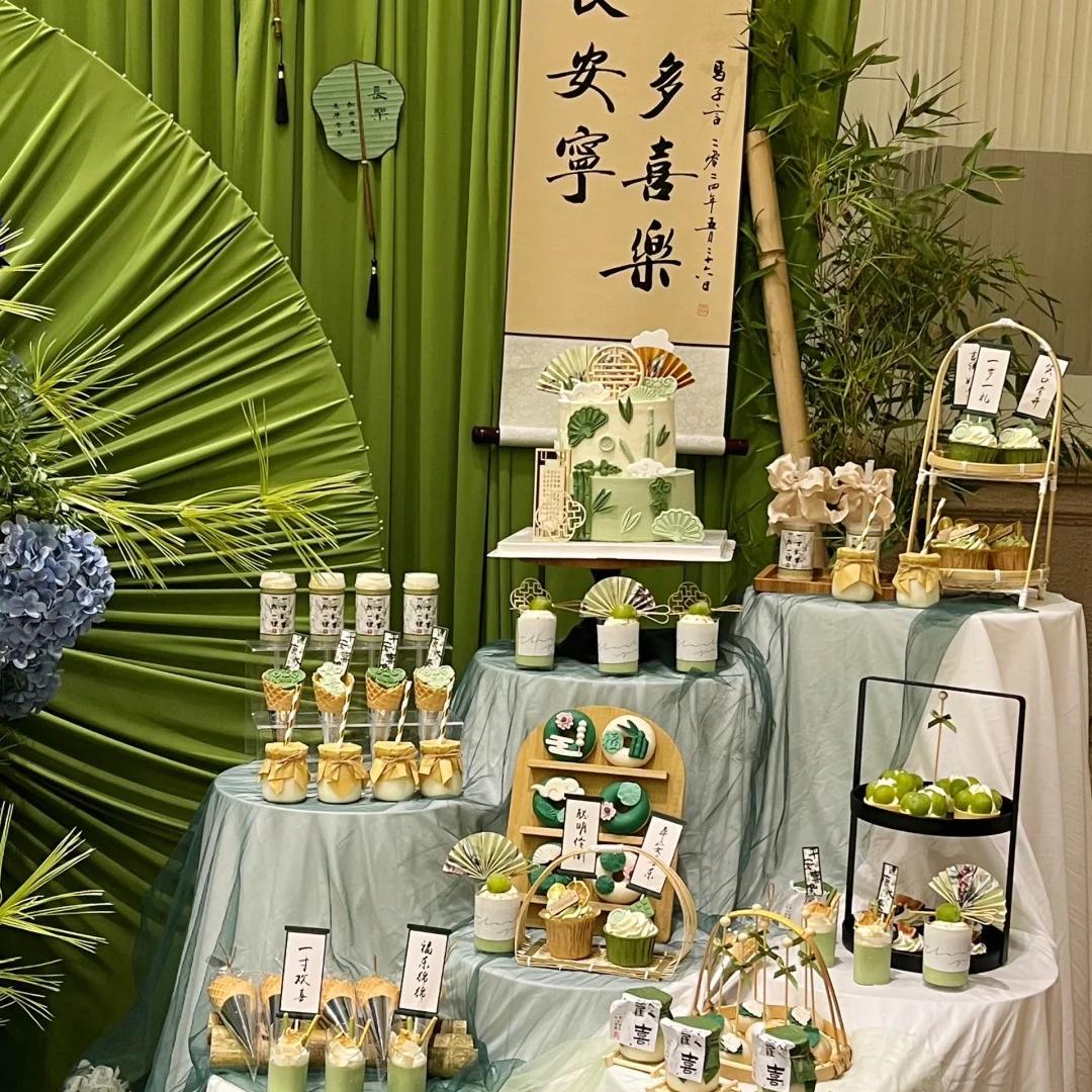新中式周岁布置国风甜品台