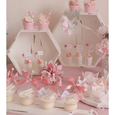 订婚粉色礼甜品台装饰蛋糕