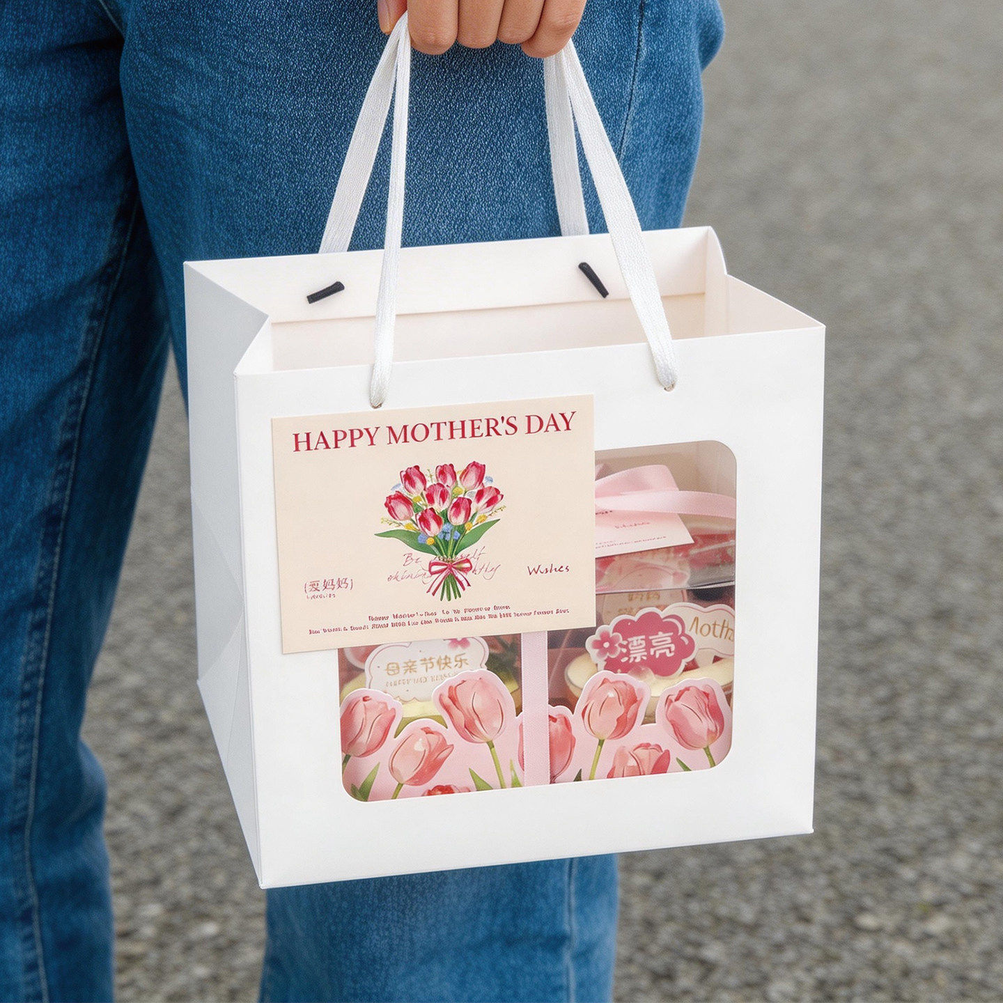 四宫格蛋糕盒4粒春游野餐外带打包盒母亲节女神慕斯甜品烘焙包装