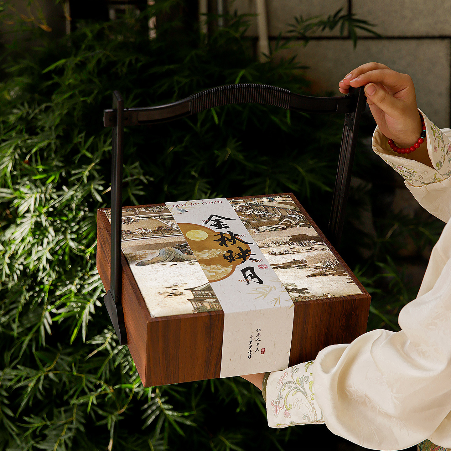 中式高档提篮点心包装盒空礼盒中秋手工月饼茶点糕点蛋黄酥空盒子