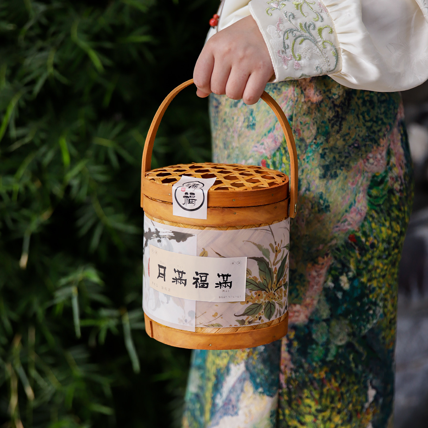 2026新款中秋节月饼包装盒蛋黄酥礼盒手提竹篮子伴手礼品空盒中式