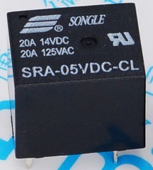 黑色5V SRA-05VDC-CL 5脚 20A 继电器