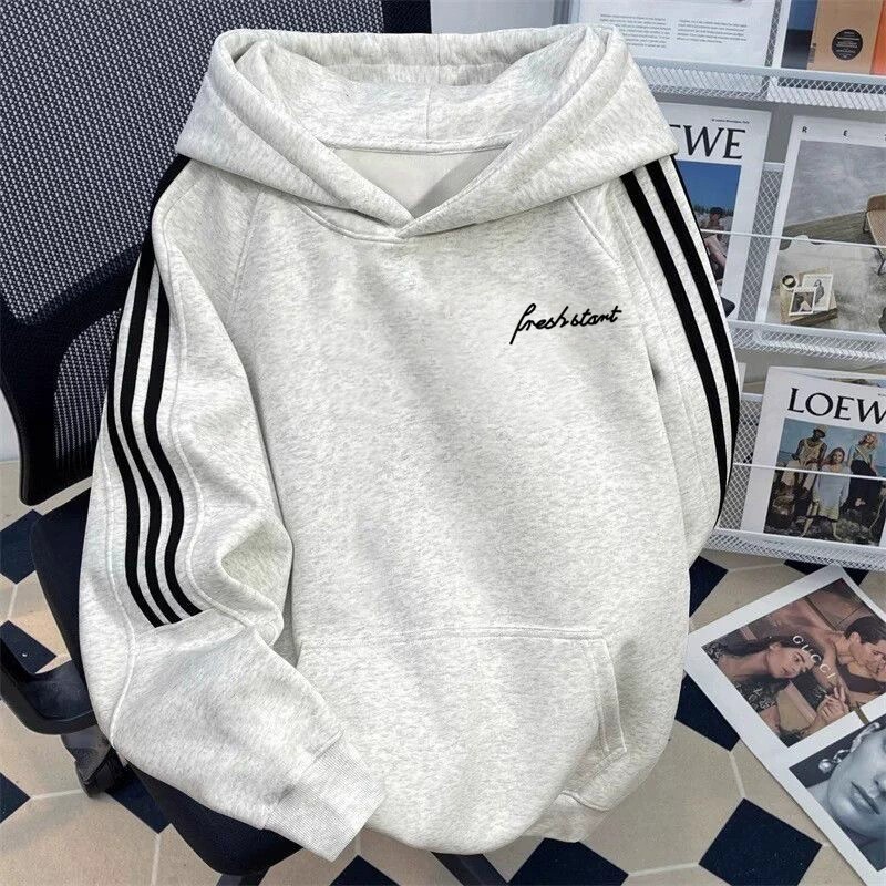 重磅纯棉潮牌字母印花连帽卫衣男