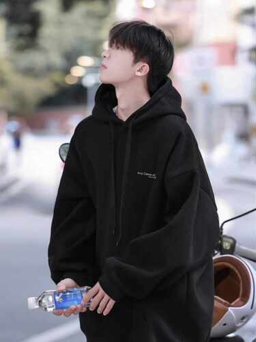 宽松加绒100%纯棉重磅卫衣外套