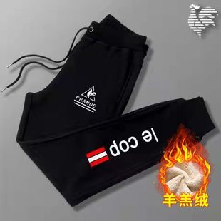 防风裤 法国公鸡加绒加厚羊羔绒运动裤 棉保暖裤 束脚大码 男休闲卫裤