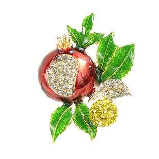 合金胸针珐琅彩滴油石榴花胸针精致旗袍配饰高端女士衣服别针胸花