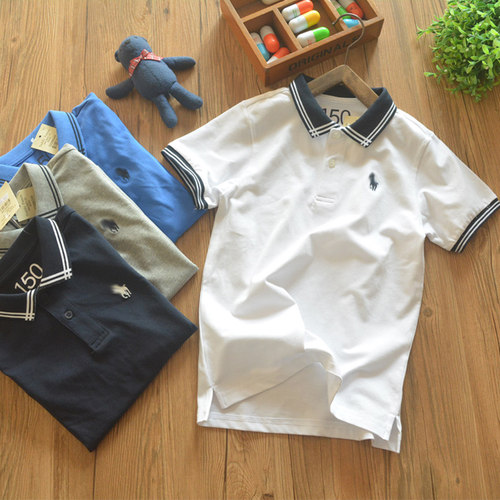 童装夏季纯棉翻领男童短袖