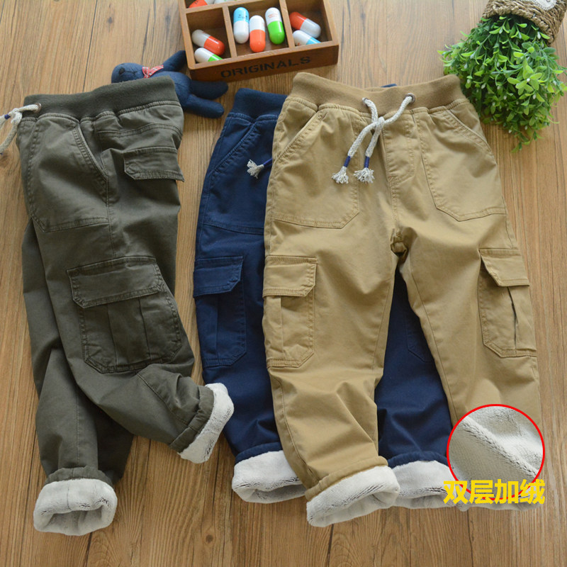 加绒男童裤子秋冬外贸100-110码