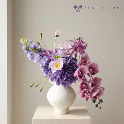紫色系仿真花假花客厅氛围感插花