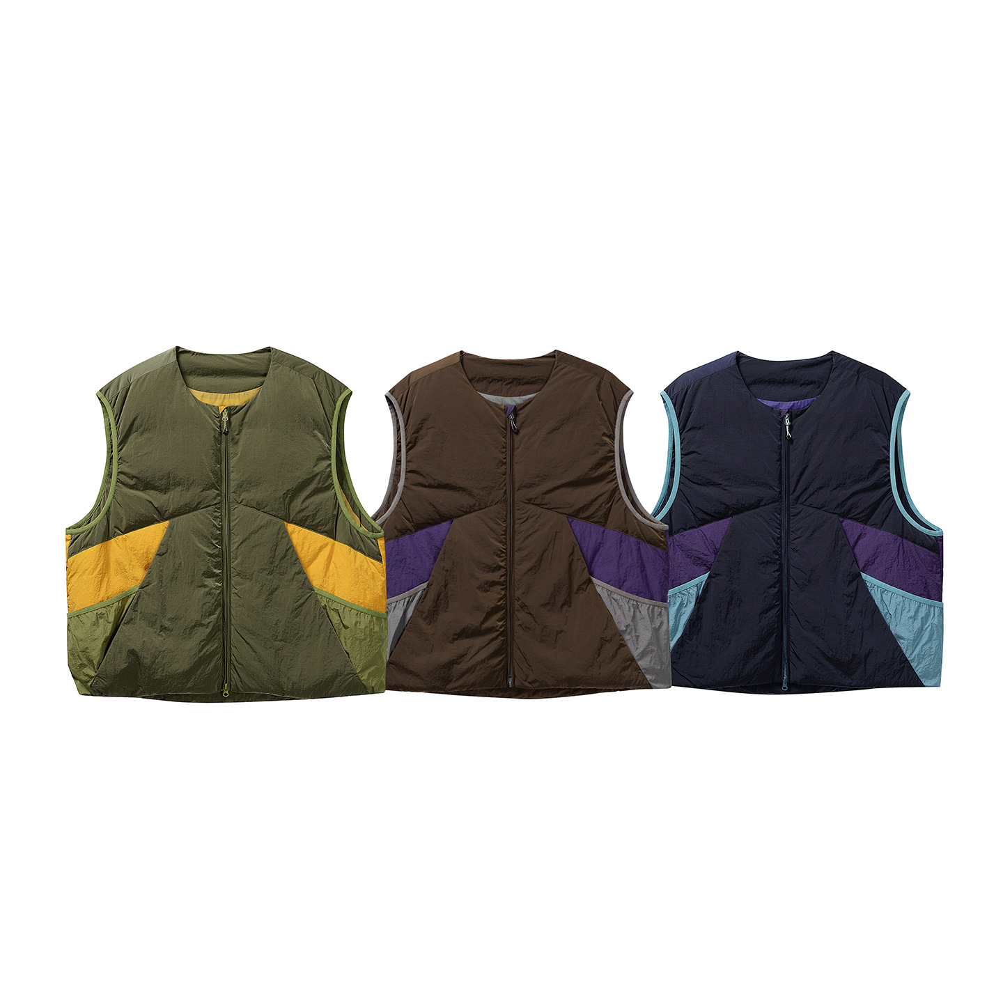 自然2025冬季新款日系街头潮牌情侣撞色拼接休闲羽绒马甲男女