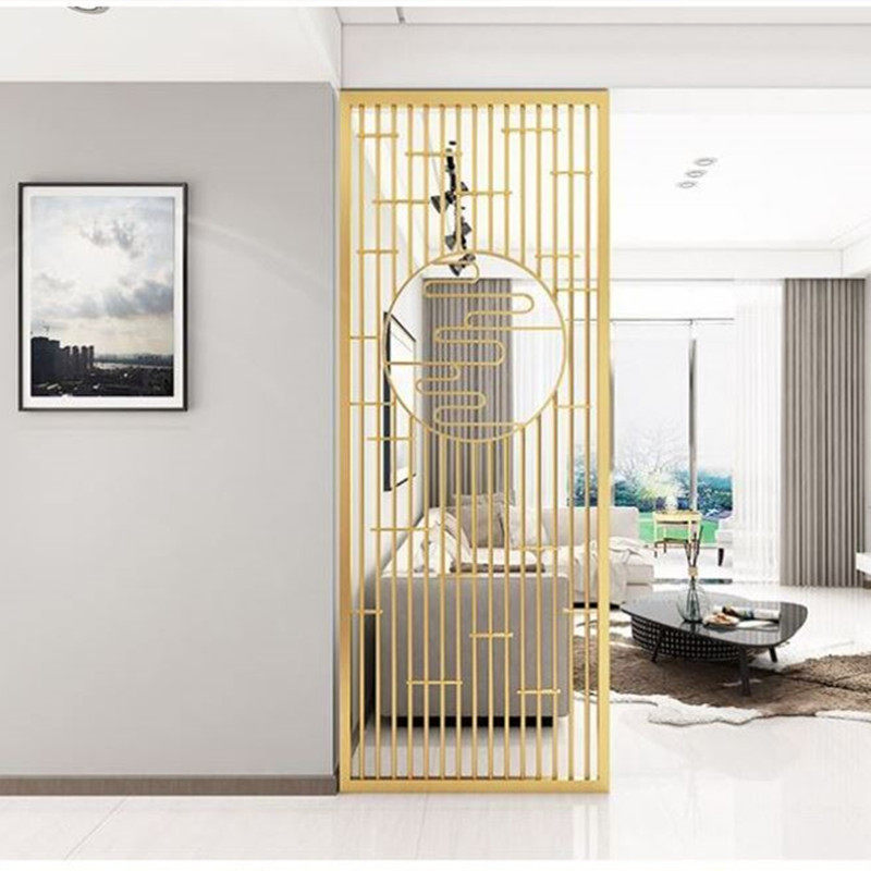 北欧屏风隔断墙创意镂空不锈钢客厅入户玄关餐厅置物花架干湿分离