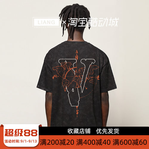 VLONE航海家大LOGO印花水洗宽松短袖T恤男女同款情侣款