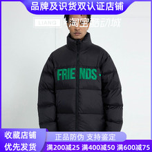 VLONE friends刺绣字母无帽立领宽松羽绒服男女同款情侣款  黑绿