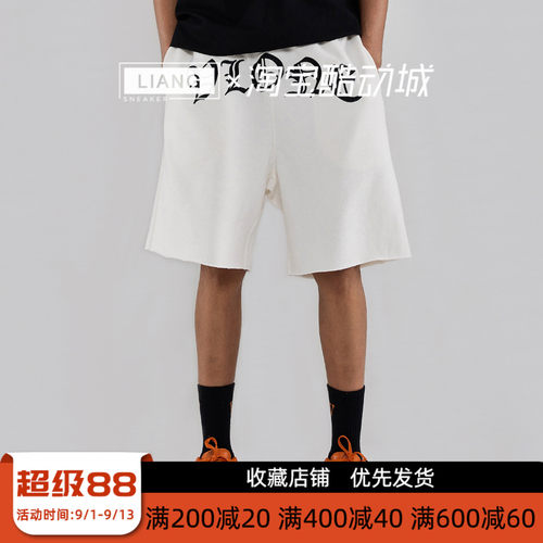 VLONE 哥特字母刺绣系带针织短裤 情侣款黑色白色