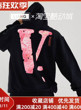 VLONE Sakura 大V字Logo樱花印花连帽卫衣男女同款秋季情侣款
