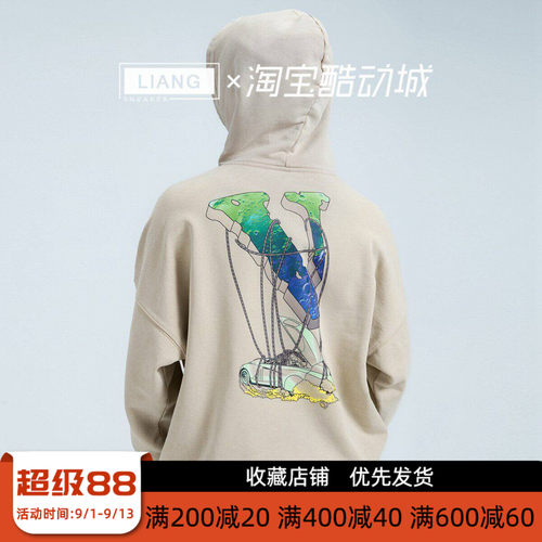 VLONE STAPLE HOODIE流浪月球大LOGO印花水洗连帽卫衣男女同款