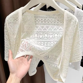 短袖 小坎肩外搭冰丝镂空针织开衫 防晒披肩配小裙子吊带短款 夏季