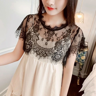 假领子女百搭假领多功能外搭配吊带裙打底衫夏季新款蕾丝网纱罩衫