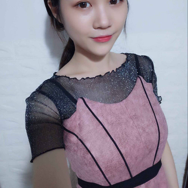 半截打底衫女短袖纱衣2018夏季新款亮丝短款网纱白色t恤内搭上衣