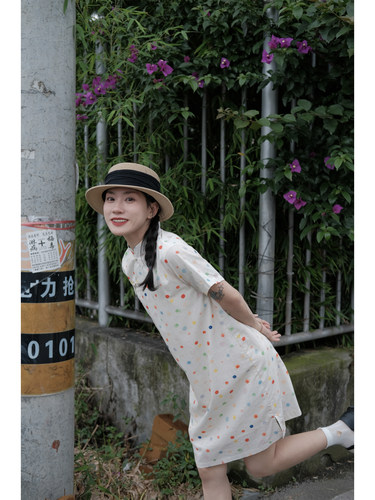 复古少女波点小众连衣裙