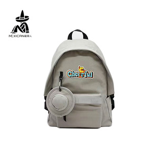 稻草人女包女士尼龙布双肩包2025新款小帽子花挂件旅行学生背包包