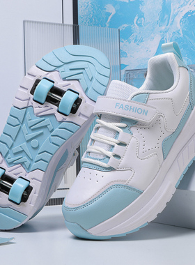 2025新款网红高颜值公主儿童暴走鞋女童隐形四轮heelys学生轮滑鞋