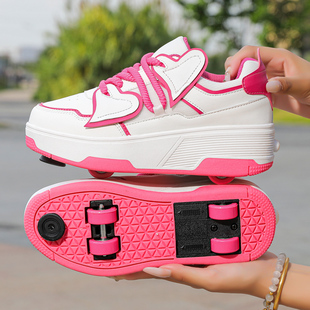 2025秋冬季学生儿童滑板鞋女童暴走鞋隐形四轮带刹车柱成人溜冰鞋