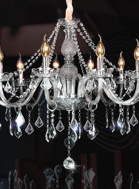 欧式水晶灯客厅蜡烛吊灯6头/8头透明玻璃婚庆酒店ktv卧室复式楼灯