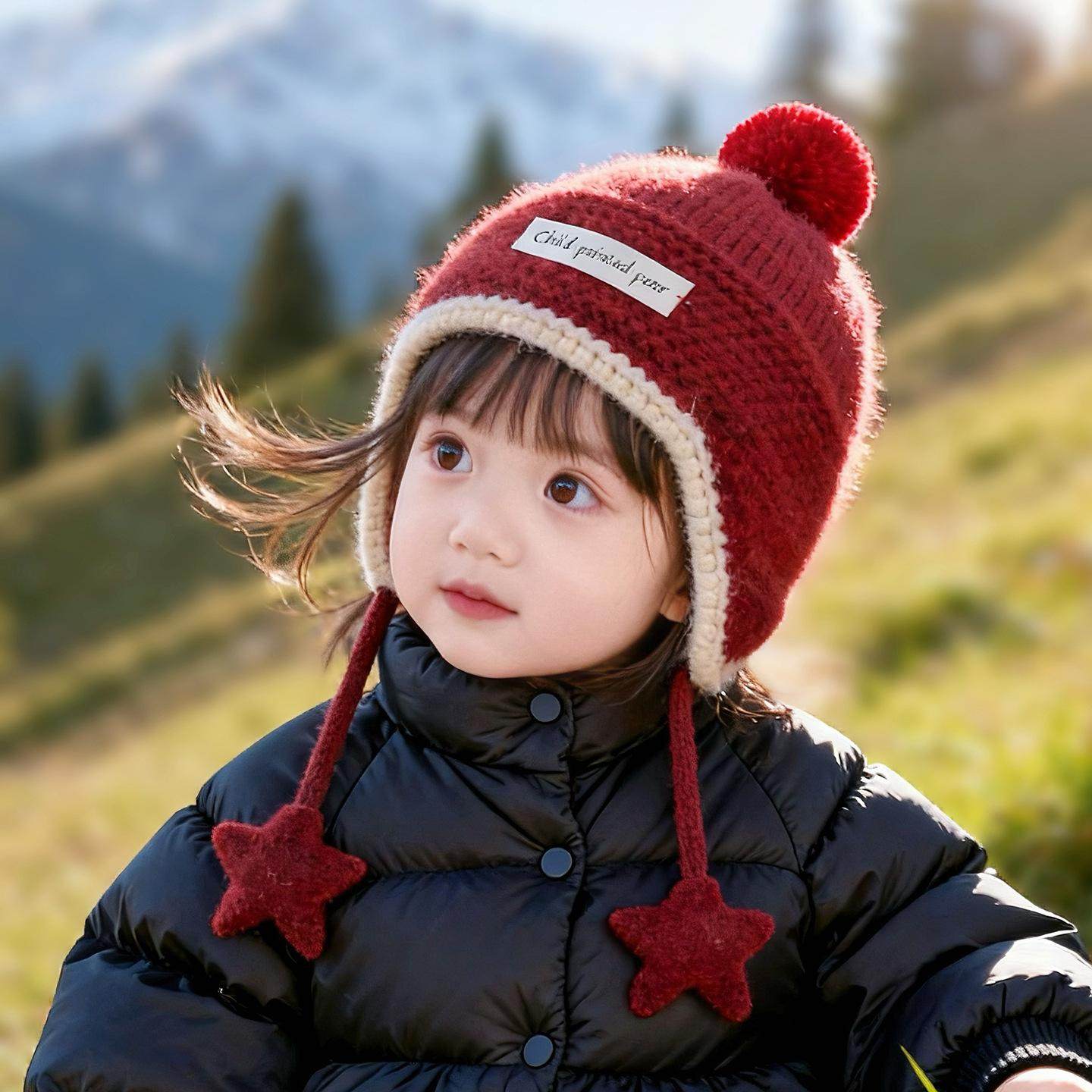 宝宝帽子冬天红色新年帽加厚保暖儿童针织护耳帽婴幼儿套头毛线帽,童装/婴儿装/亲子装,帽子,淘宝优惠券,粉丝福利购,淘宝优惠卷