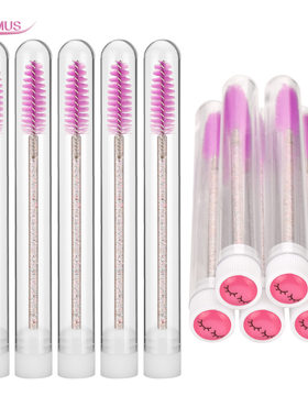 独立包装紫色玫红色水晶杆便携一次性试管睫毛刷卷眉毛梳理刷5支