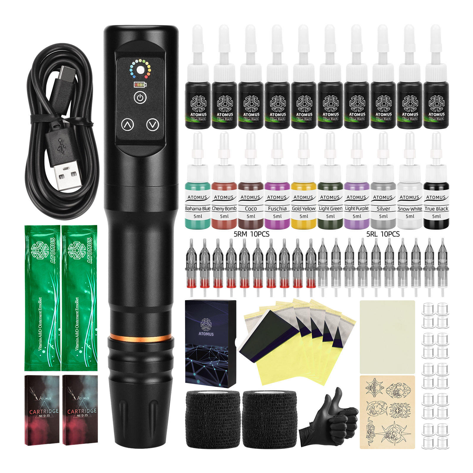 多色炫彩空心杯无线电源笔一体机套装纹身入门练习WSTZ1022_01