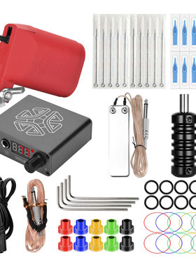 红色方块纹身机银灰色乘黄电源马达纹身套装WSTZ1190_02