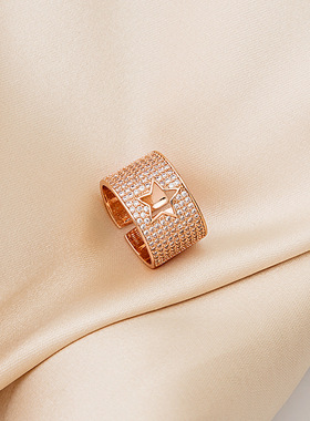 韩版时尚个性戒指女网红闪钻星星微镶钻五角星潮流关节戒情侣指环