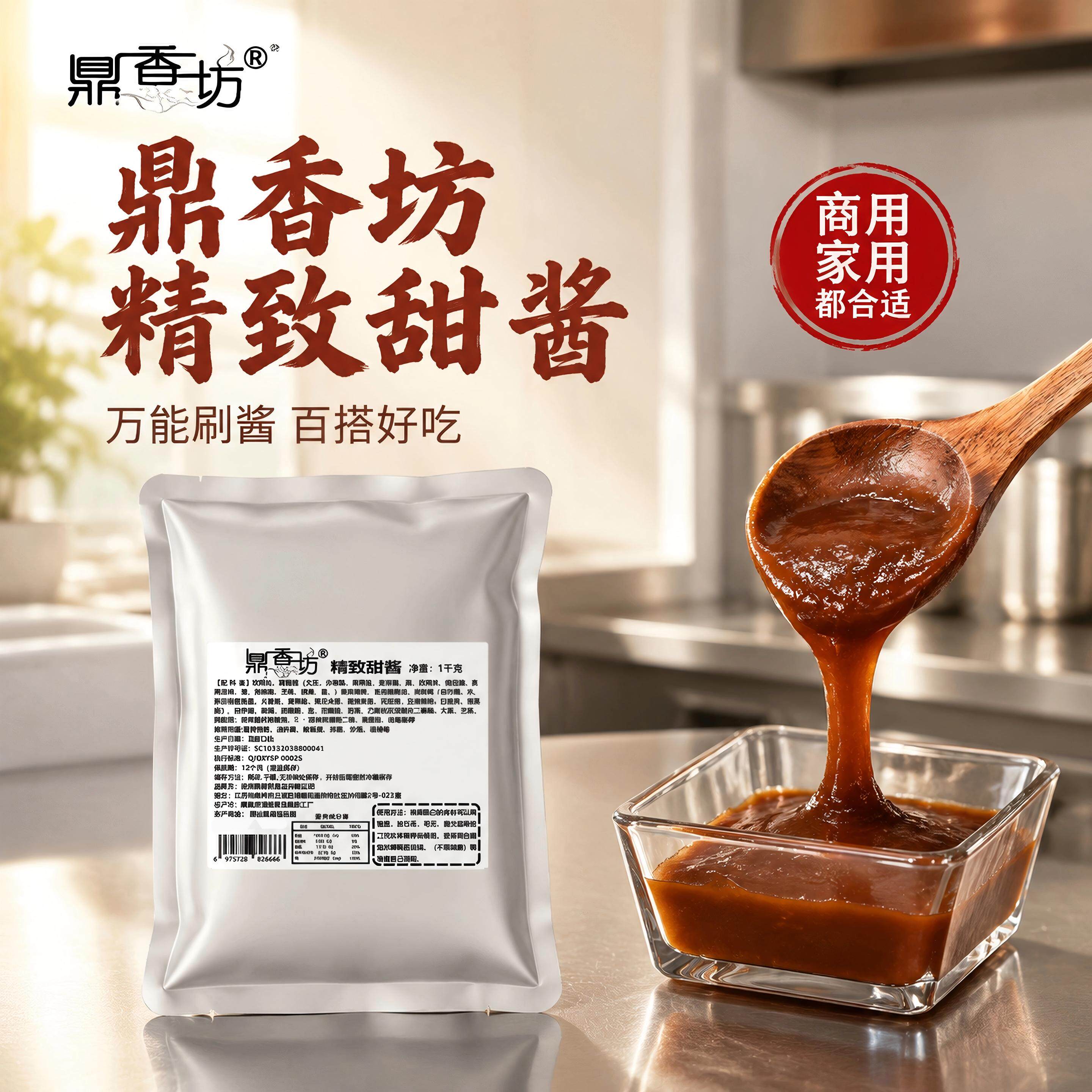 鼎香坊甜酱.刷酱油炸串串烧烤铁板鱿鱼羊肉串手抓饼面筋拌饭酱