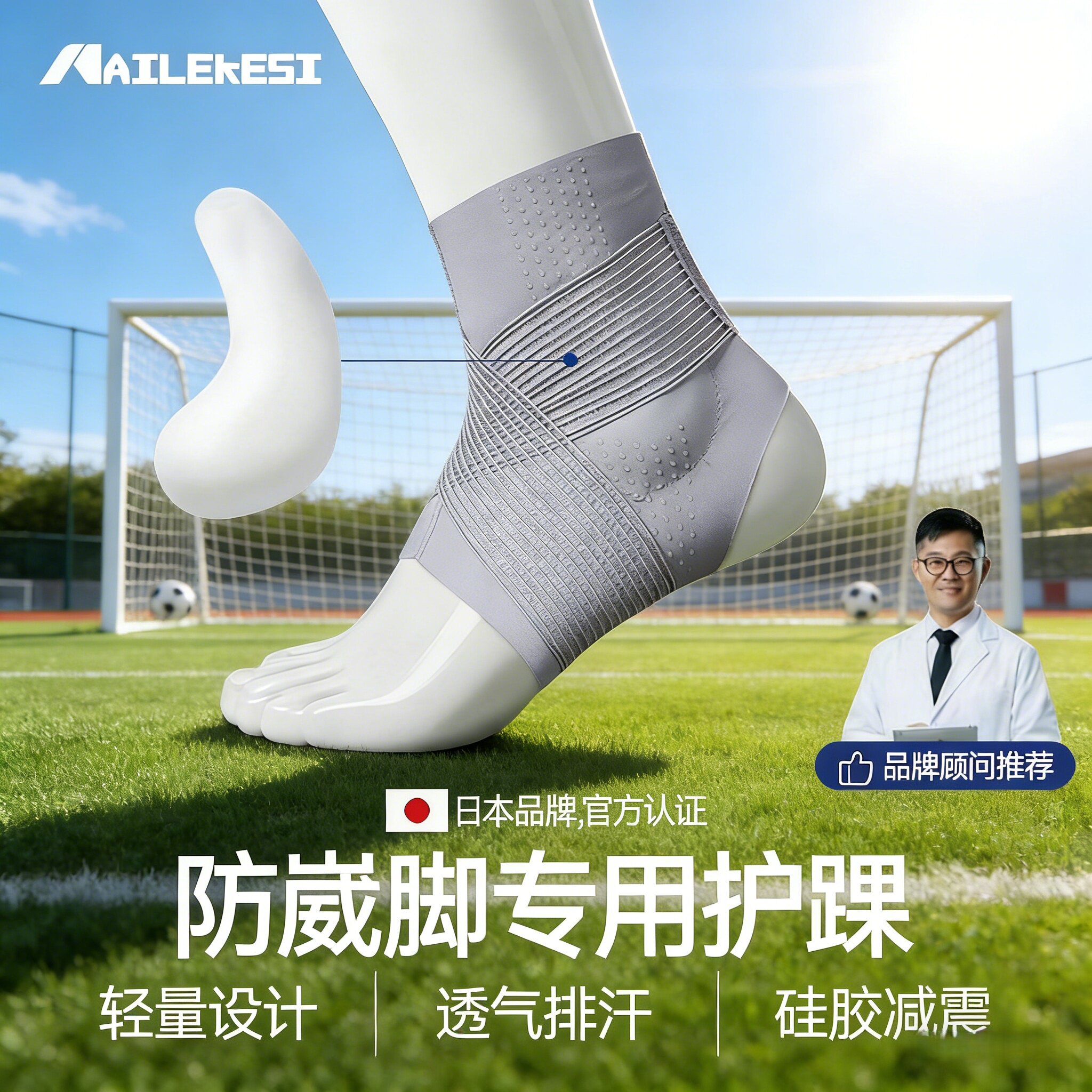 运动护踝足球专用绷带轻薄透气护具脚踝固定装备扭伤恢复专业护脚