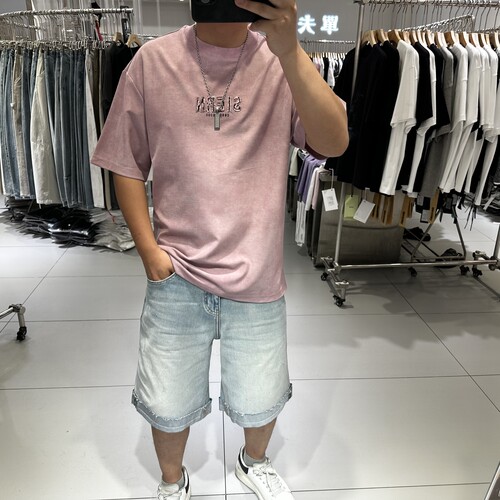 BG2夏季潮牌男士圆领短袖T恤宽松弹力莫代尔后背字母刺绣时尚半袖