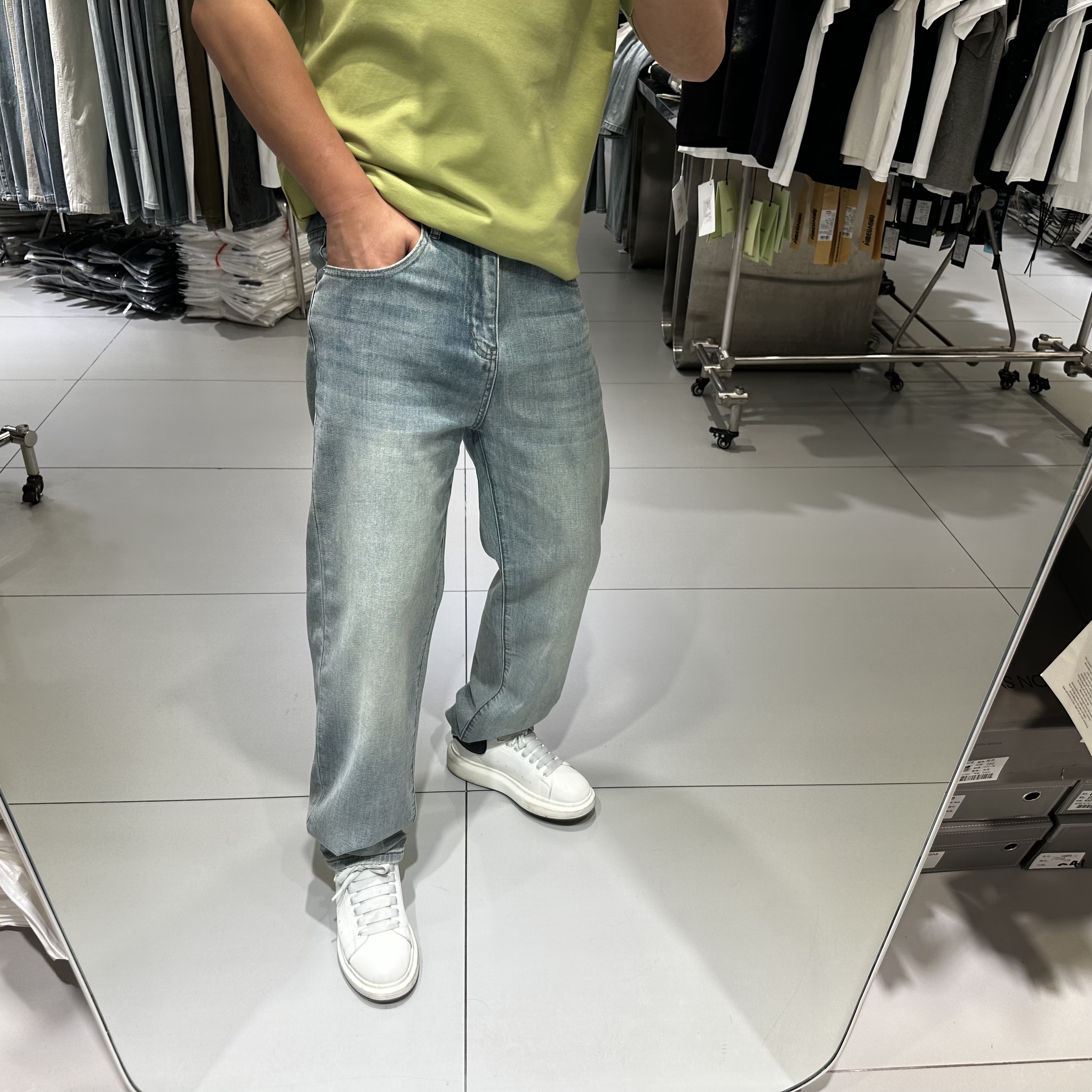 布德泽夏季潮牌男士薄款牛仔裤宽松弹力水洗复古小直筒长裤时尚