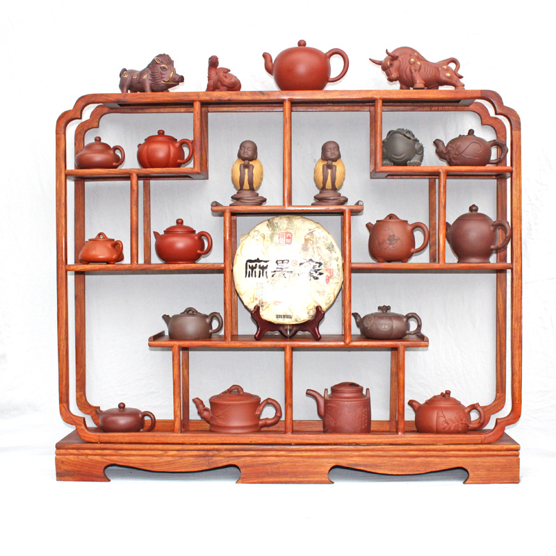博古架实木中式茶叶架收纳柜