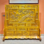 金丝楠木花开富贵屏风座屏