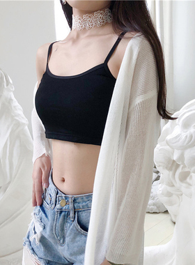 莫代尔夏季短款背心白色可外穿吊带女遮光防走光打底衫贴身裹胸