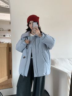 韩版中长款针织娃娃领羽绒服女2025年冬季新款加厚显瘦白鸭绒外套